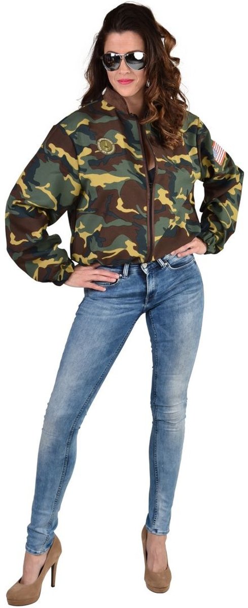 Leger & Oorlog Kostuum | Camouflage Jasje Leger Commandante Vrouw | Extra Small / Small | Carnaval kostuum | Verkleedkleding